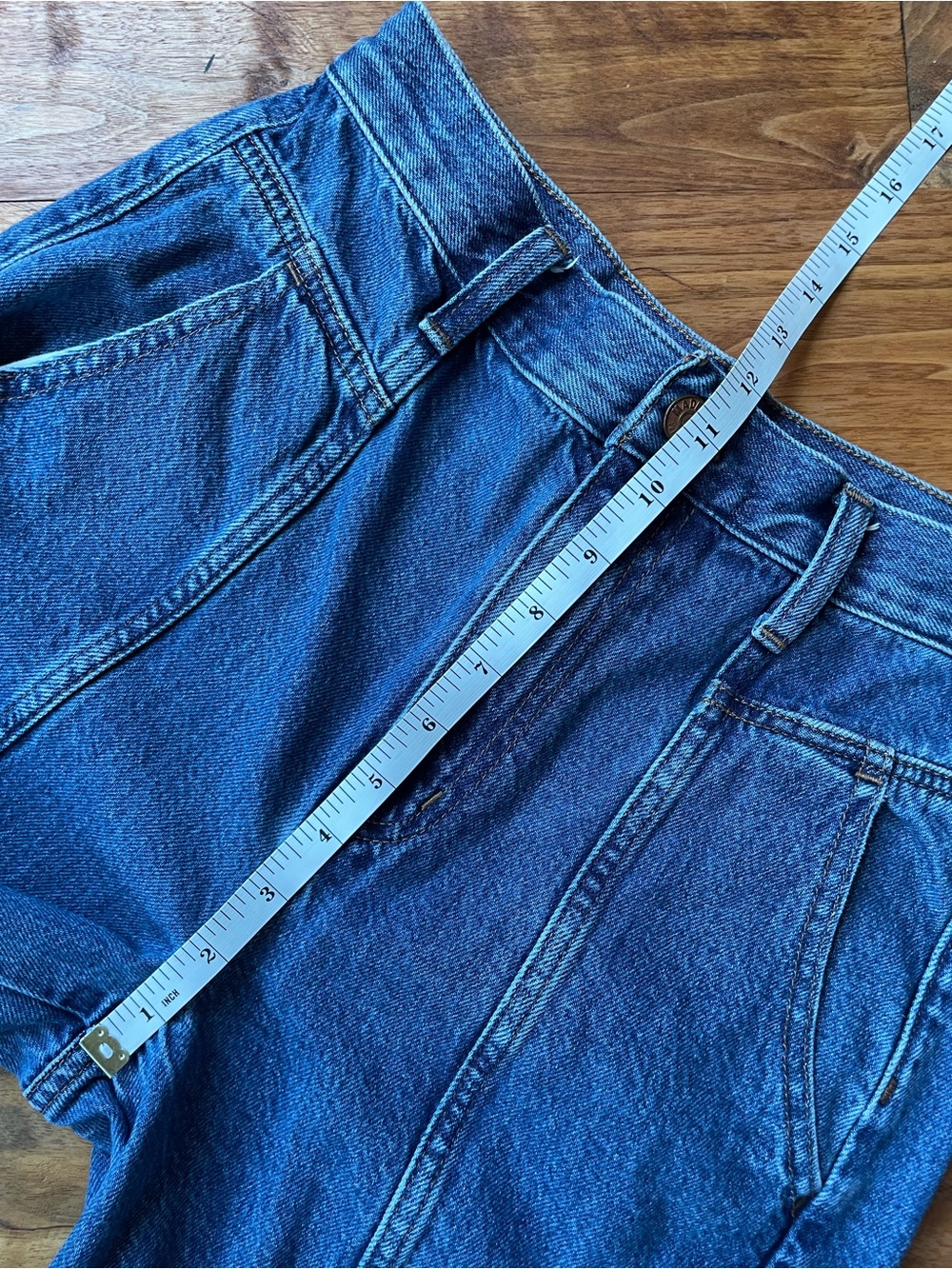 Madewell Baggy Straight Cargo High-Rise Wide Leg Patch Jeans size 27 NN489 - Picture 10 of 14